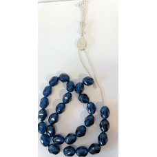 Κομπολόι από ασήμι 925 με χάντρες από κεχριμπάρι φατουράν χρώματος μπλε (KOM07)